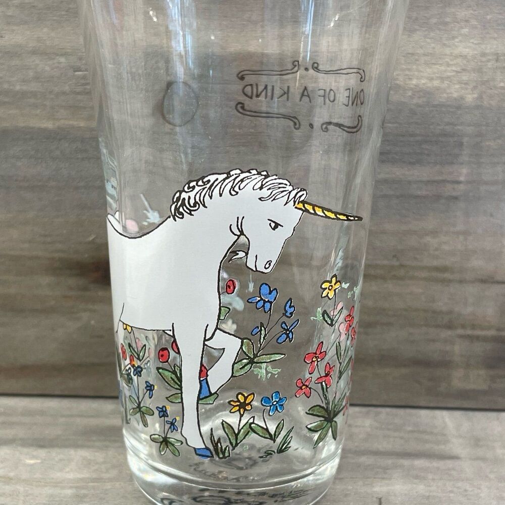 Anthropologie "One of a Kind" Unicorn & Flowers Drinking Glass Molly Hatch
